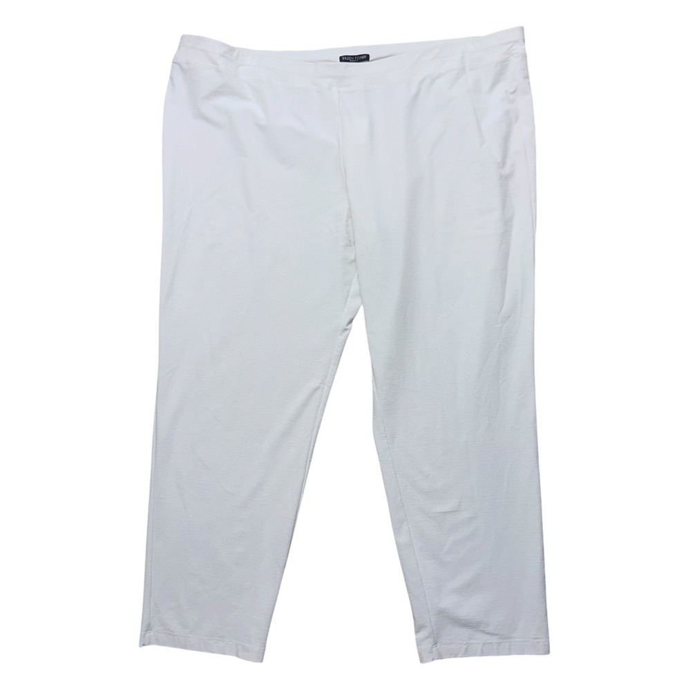 Eileen‎ Fisher Bone Stretch Crepe Slim Ankle Pants 3X Pull On Elastic Waist NWT